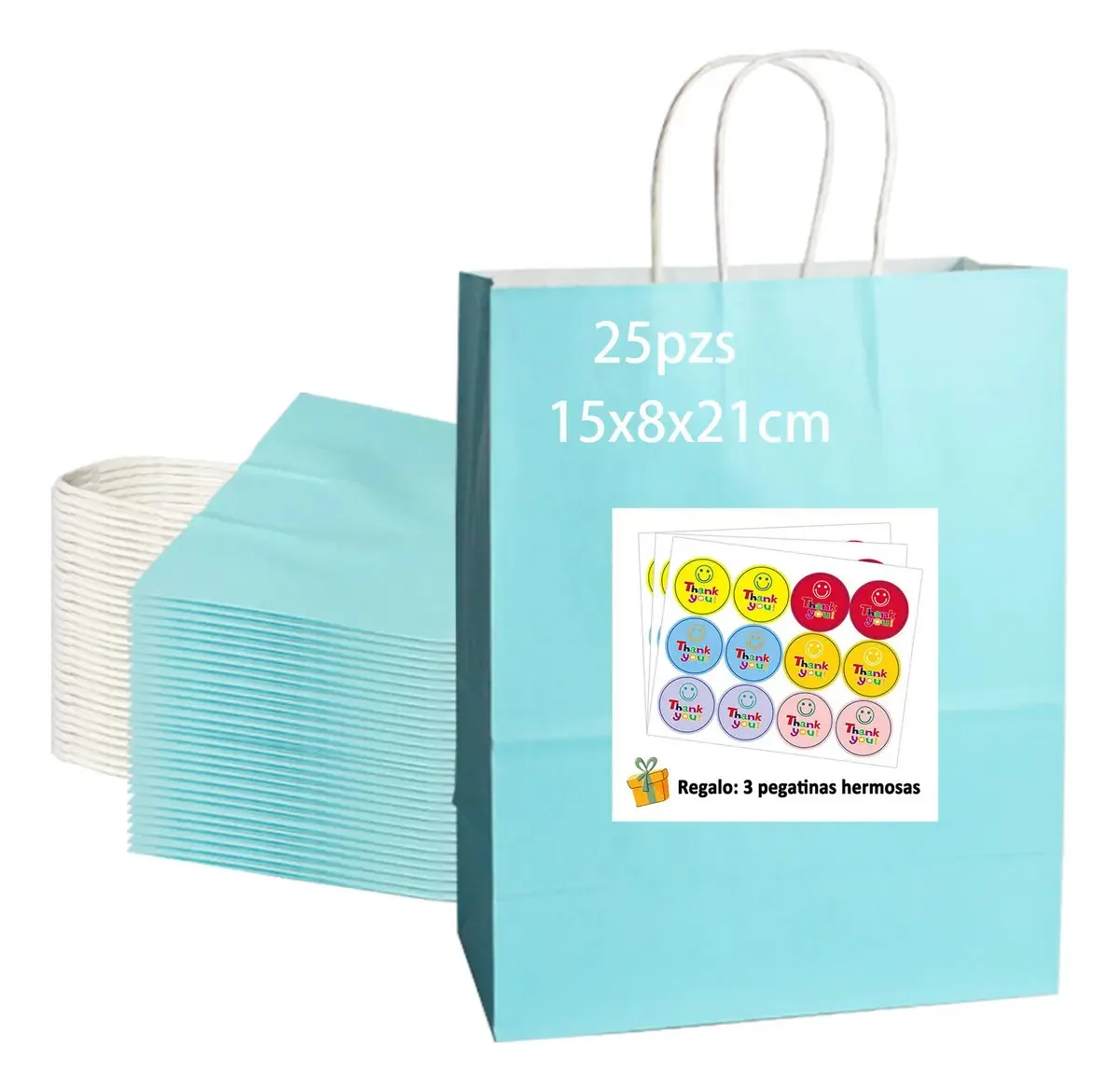 25 sacos de papel Kraft ecológicos Sacos decorativos de doces turquesa