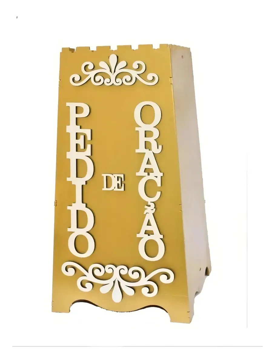 Gazofilácio De Pedidos Oração Em MDF Dourado 37cm Maranata Shofar