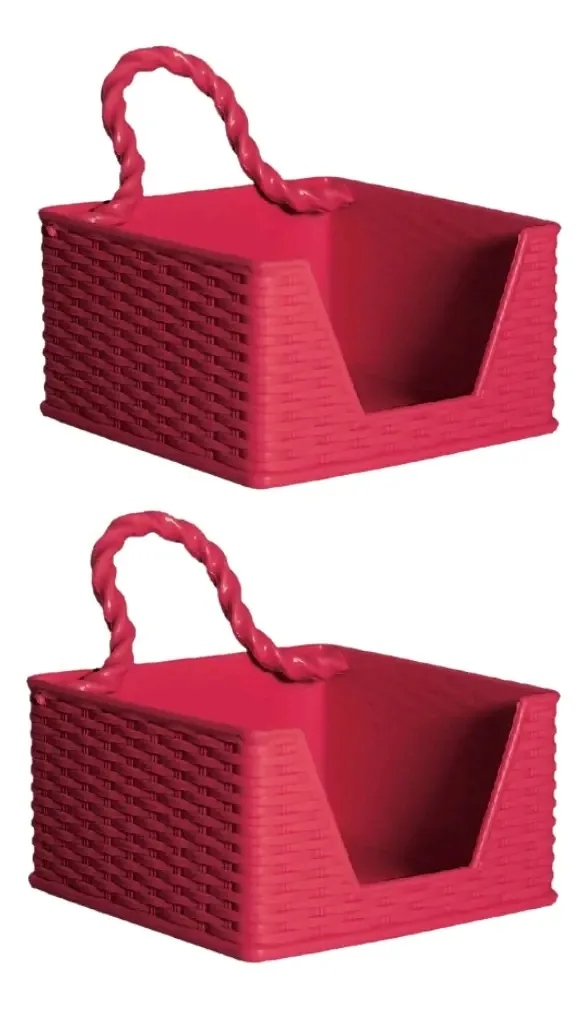 2 Porta Guardanapos Rattan Plástico Resistente Cor Vermelho