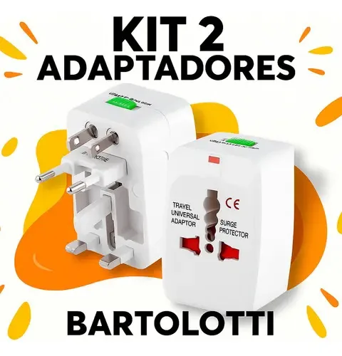 Kit 2 Adaptadores Tomada Universal Viagem Internacional Bartolotti