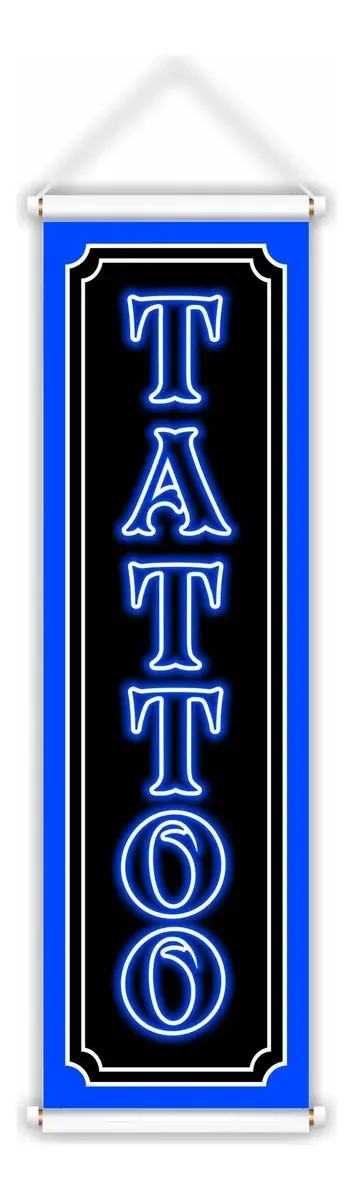 Banner Faixa Placa Studio Tattoo Tatuagem Azul