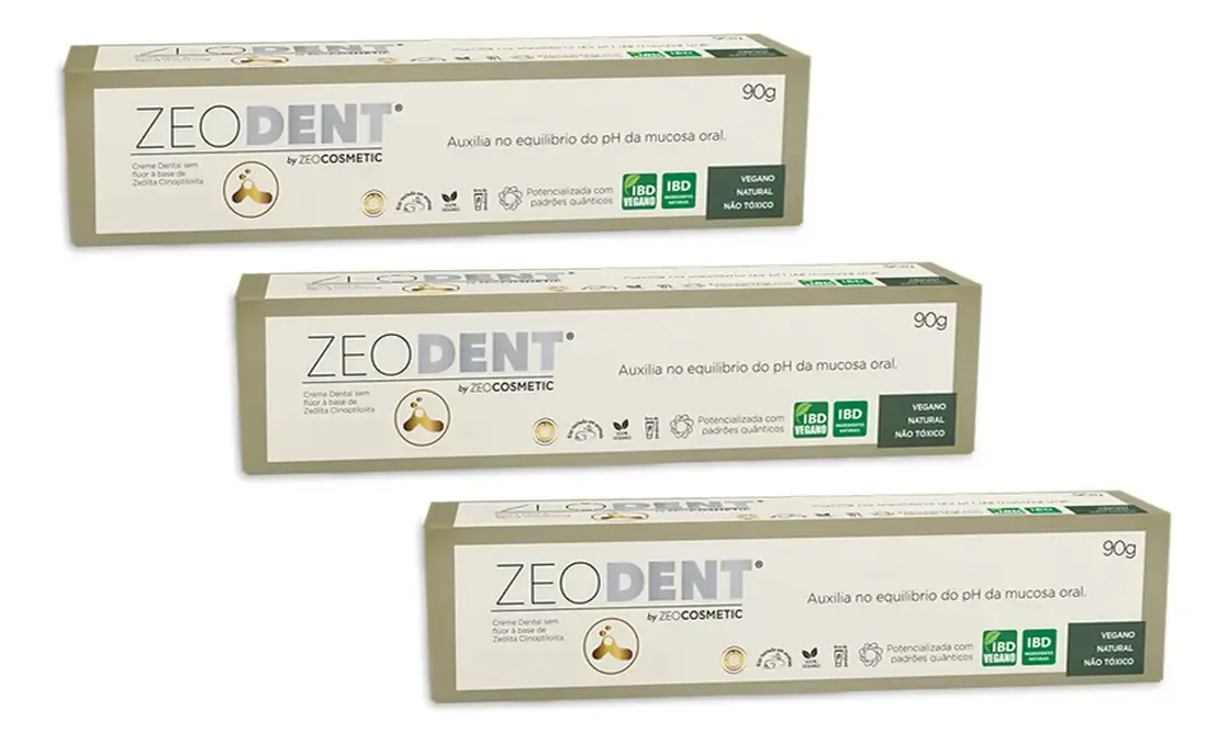 3 Zeodent Creme Dental Base Zeólita Clinoptilolita Vegano
