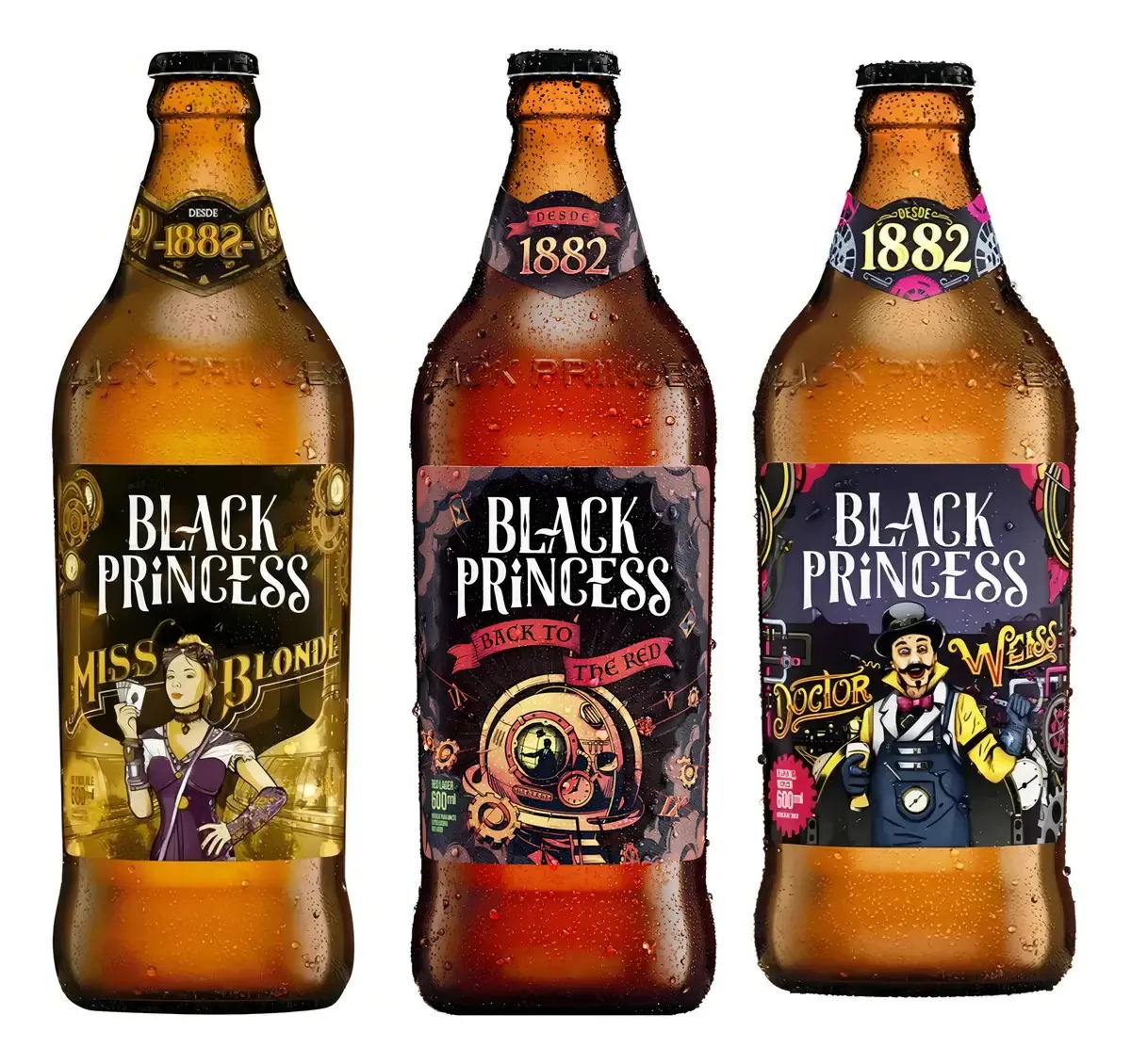 Kit 3 Cervejas Black Princess 600ml Red , Weiss, Blonde