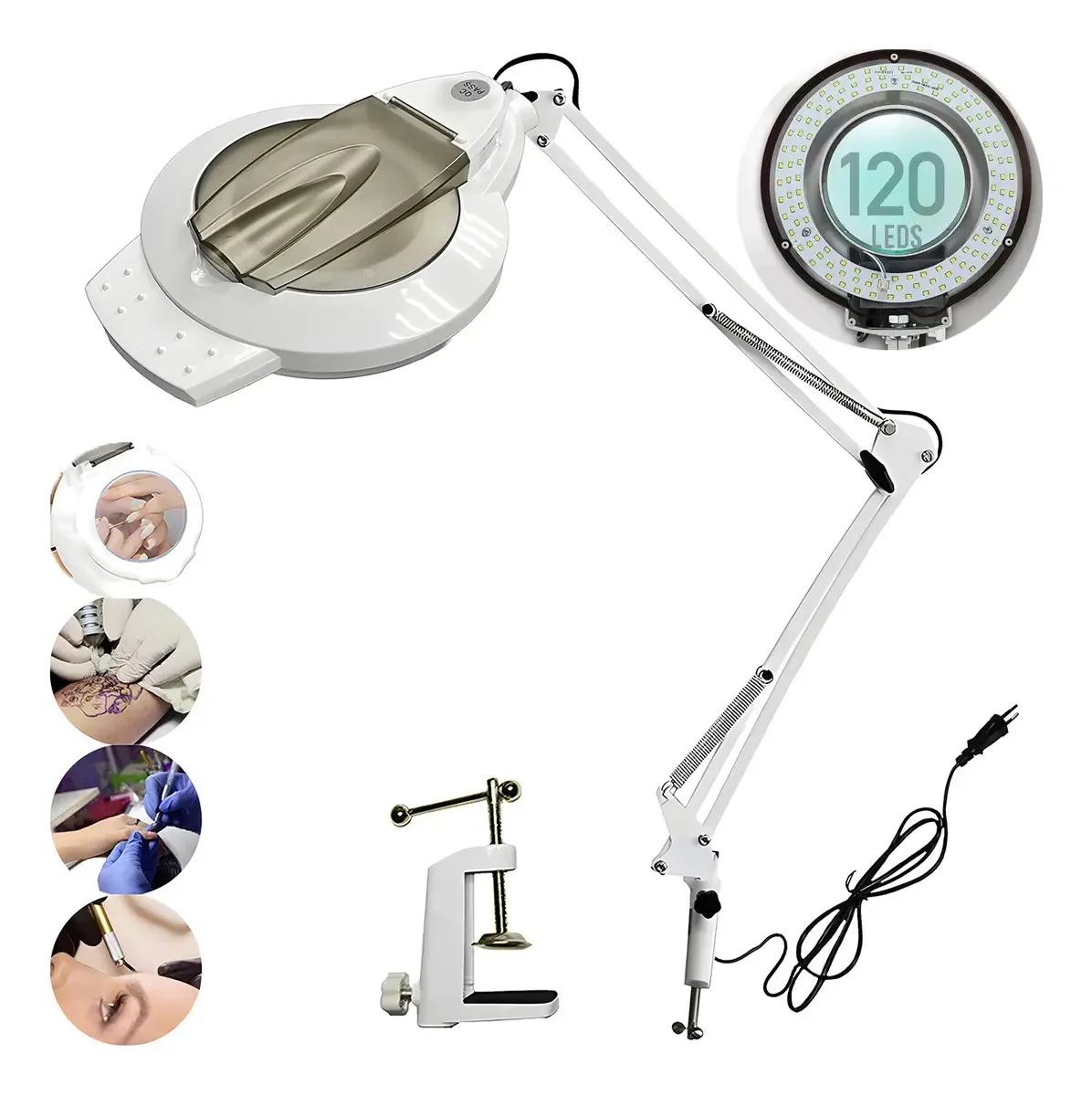 Lupa De Mesa Articulada Luminária Led Estética Profissional