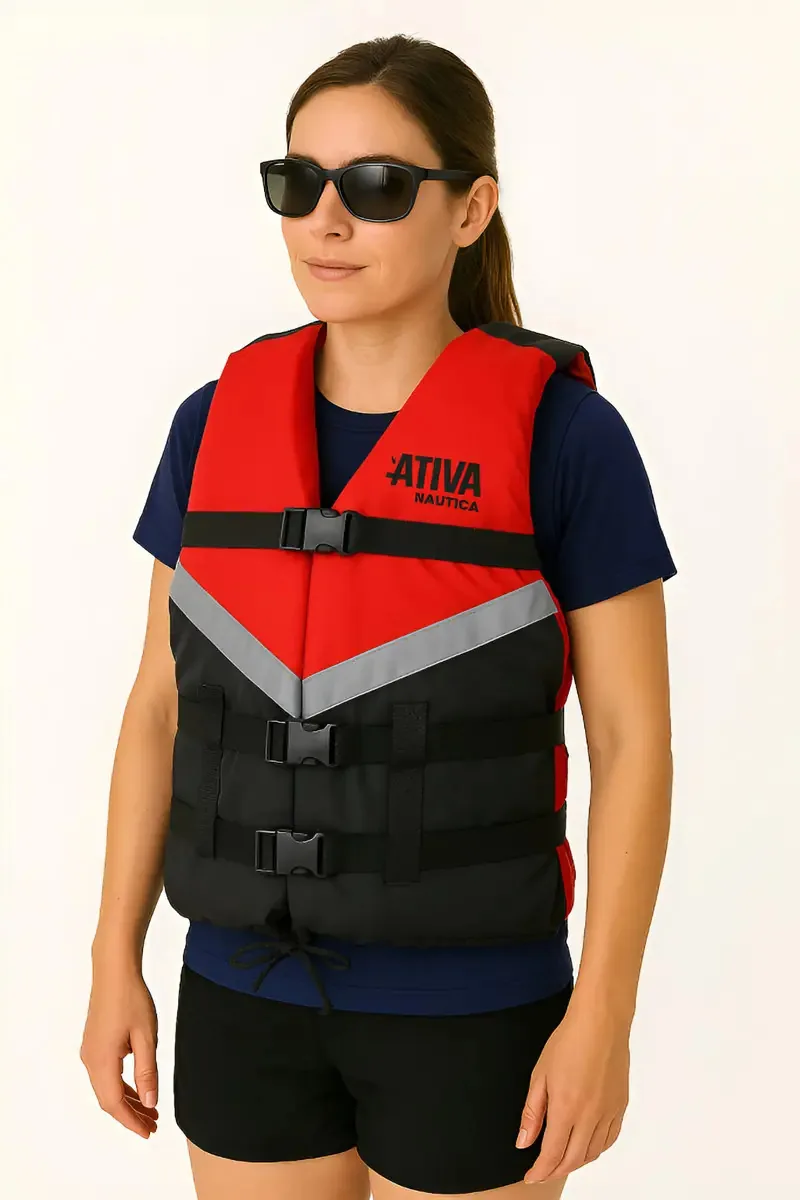 Colete Canoa Salva Vidas Ativa 40kg A 60kg Cor Vermelho