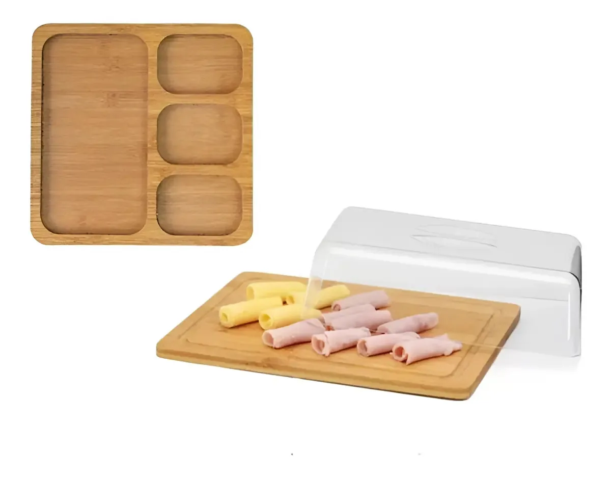 Kit Petisqueira Quadrado Com 4 Divisórias + Porta-frios