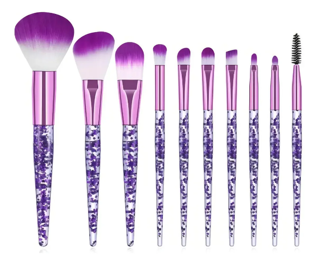 Kit Maquiagem 10 Pincéis Profissional Brinde Estojo Viagem Cor Aleatória