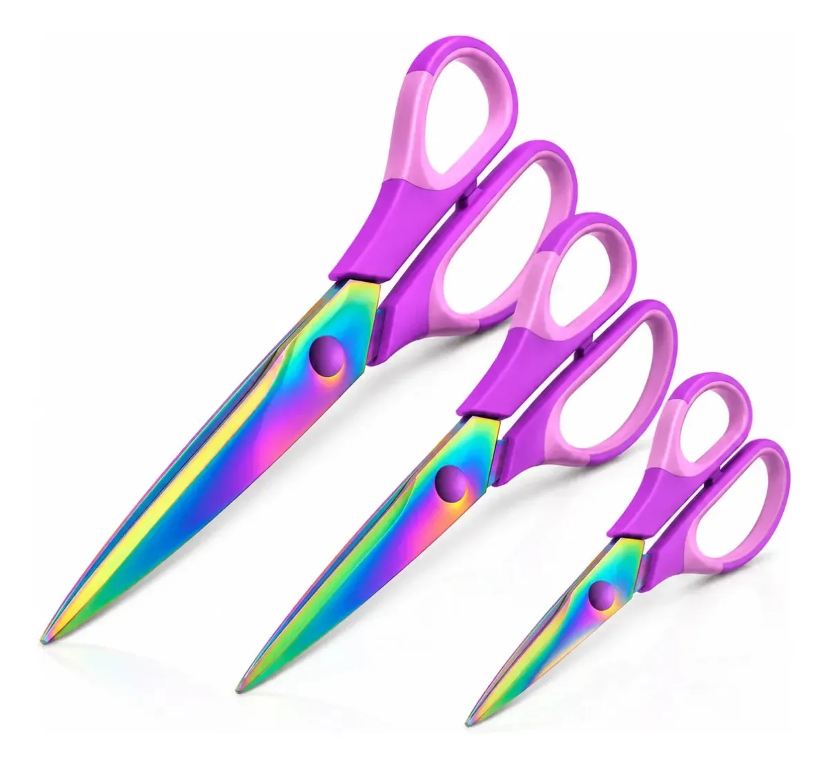 Kit 3 Tesouras Costura Profissionais Para Tecido Patchwork Artesanato EVA Papel Titânio Cabo Ergonômico Rosa VBS Brasil