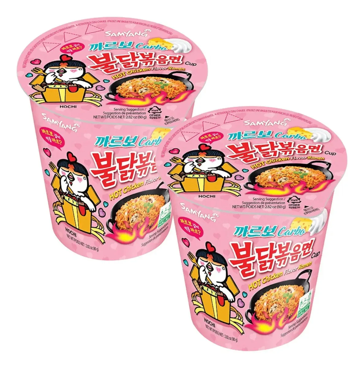 Kit 2 Lamen Coreano Samyang Carbonara Copo Hot Chicken 80g