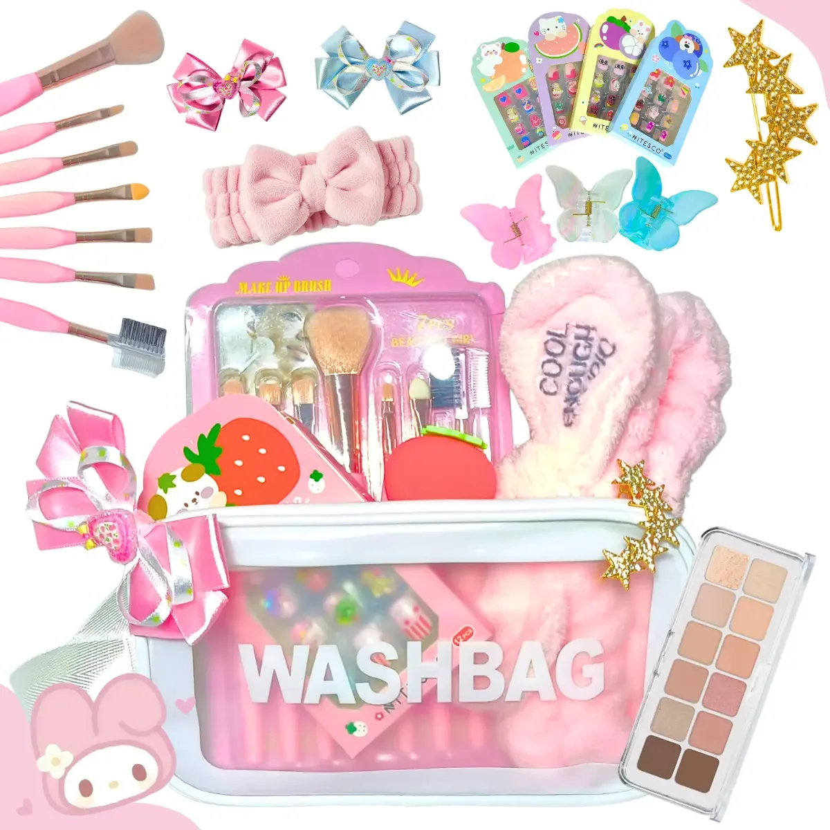 Kit Maquiagem Infantil WA Imports Acessórios Cabelo Sombras Pincéis Crianças