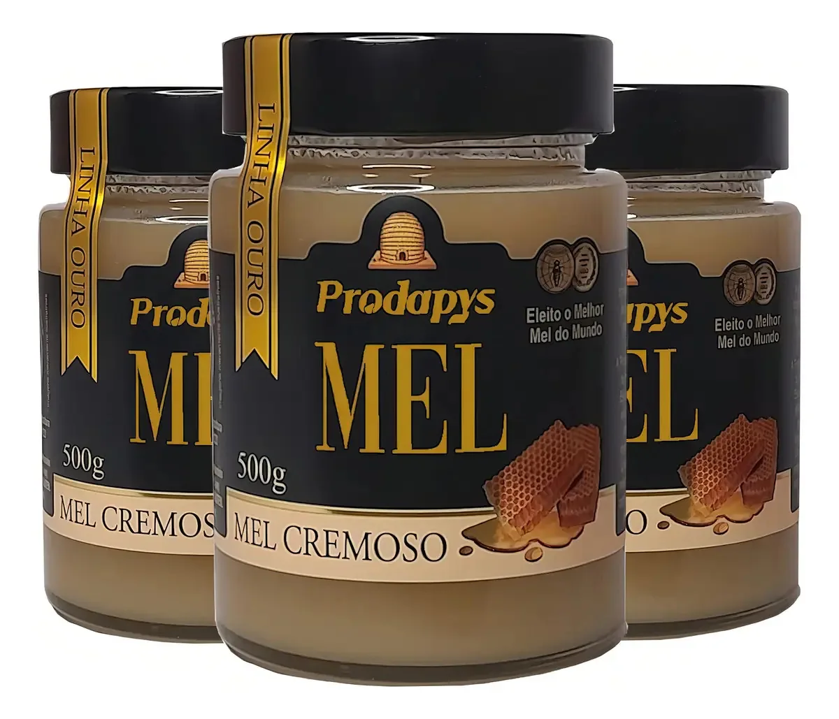 Kit 3 Mel Cremoso Linha Ouro 500g Eleito Melhor Mel Do Mundo
