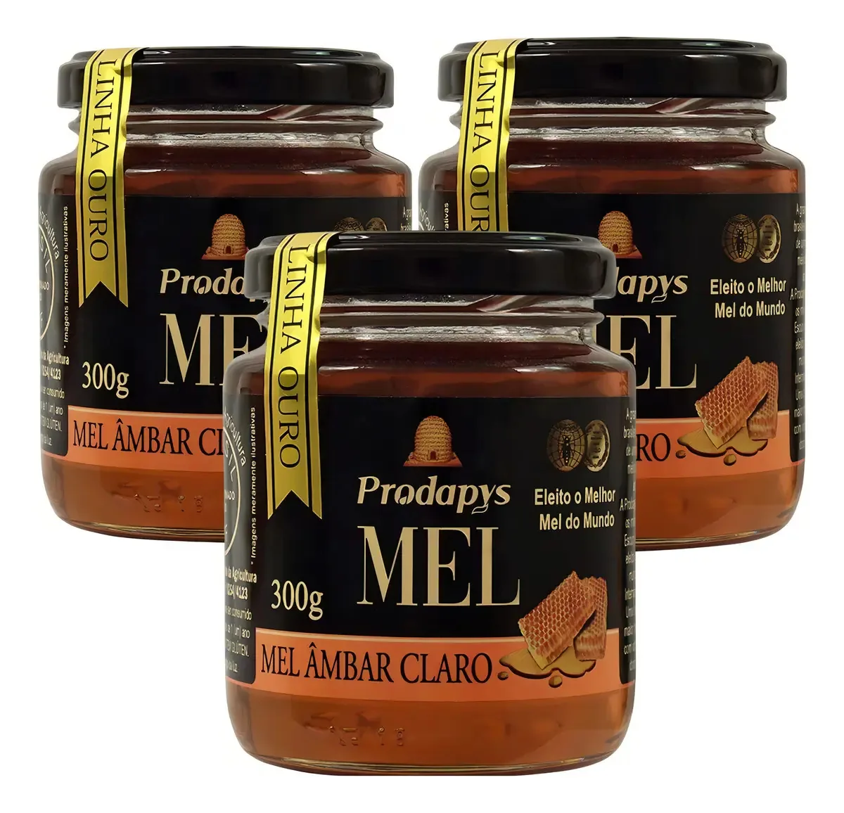 Mel Âmbar Claro 300g - Eleito O Melhor Mel Do Mundo Kit 3