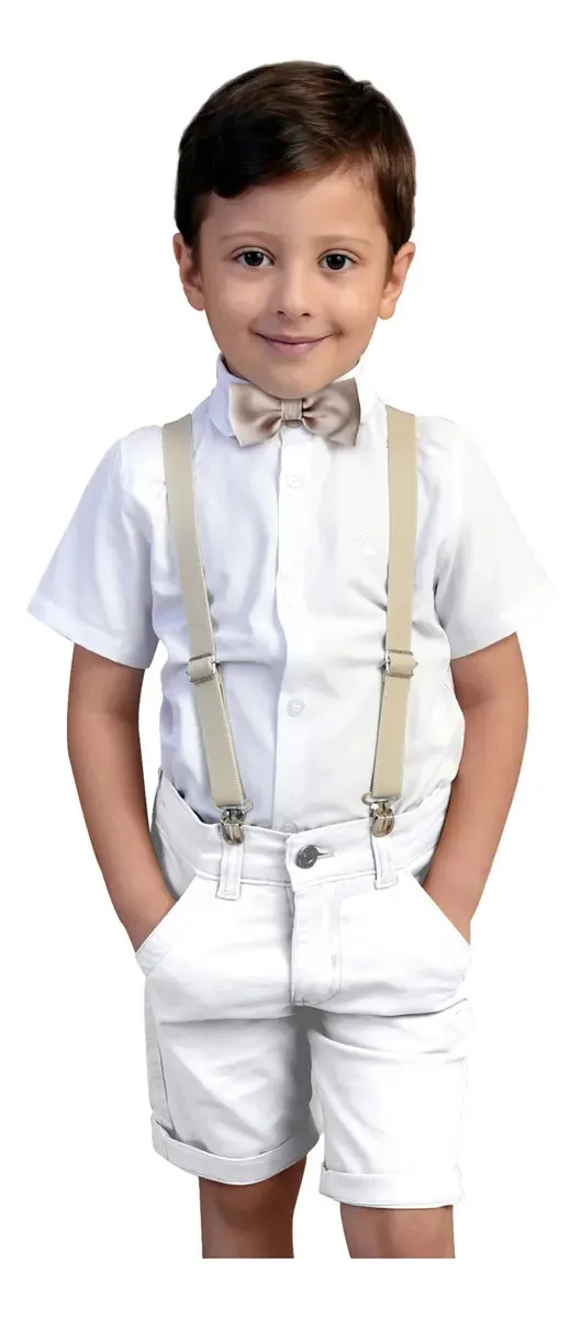 Roupa Batizado Social Menino - Formatura - Casamento Cor Branco/bege Tamanho Tam. 4