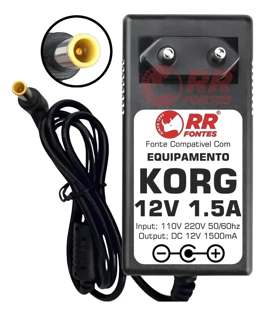 Fonte 12V 1.5A Bivolt para Teclado Korg Modelos Rrfontes