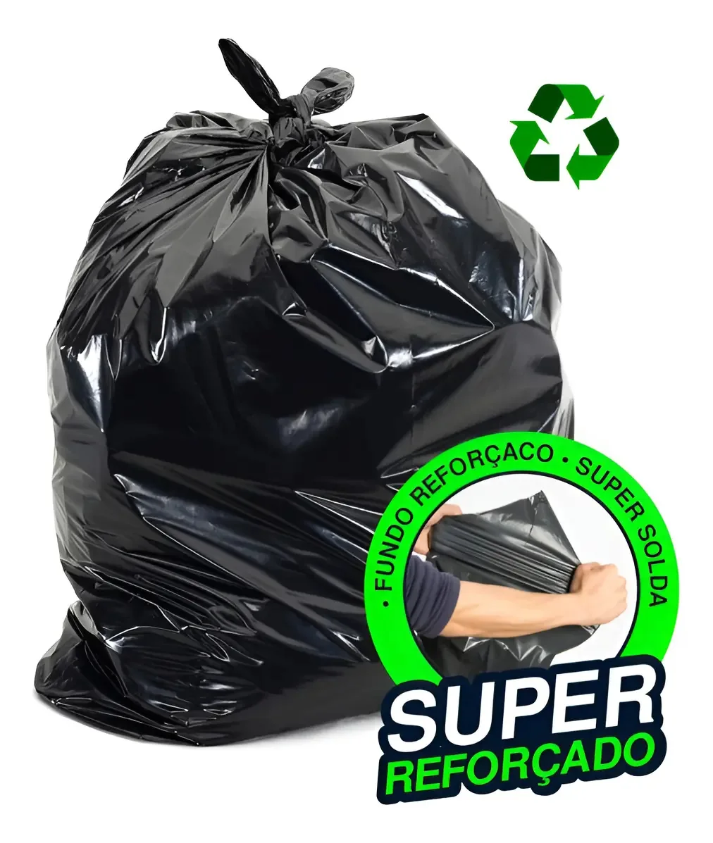 100 Saco De Lixo 60l Preto Saco Lixo Resistente Reforçado