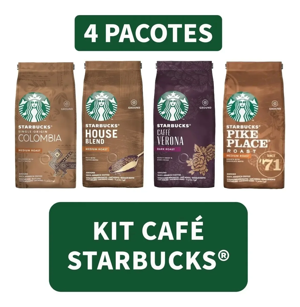 Kit 4 Cafés Torrado/moído Starbucks