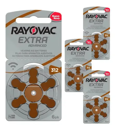 24 Pilhas Baterias 312 Auditivas Rayovac - 4 Cartelas