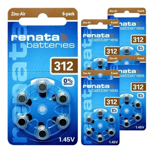 30 Pilhas Baterias 312 Renata - 5 Cartelas