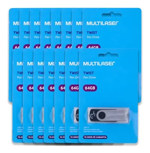 15 Pen Drive Twist 64gb Usb Multilaser - 15 Cartelas