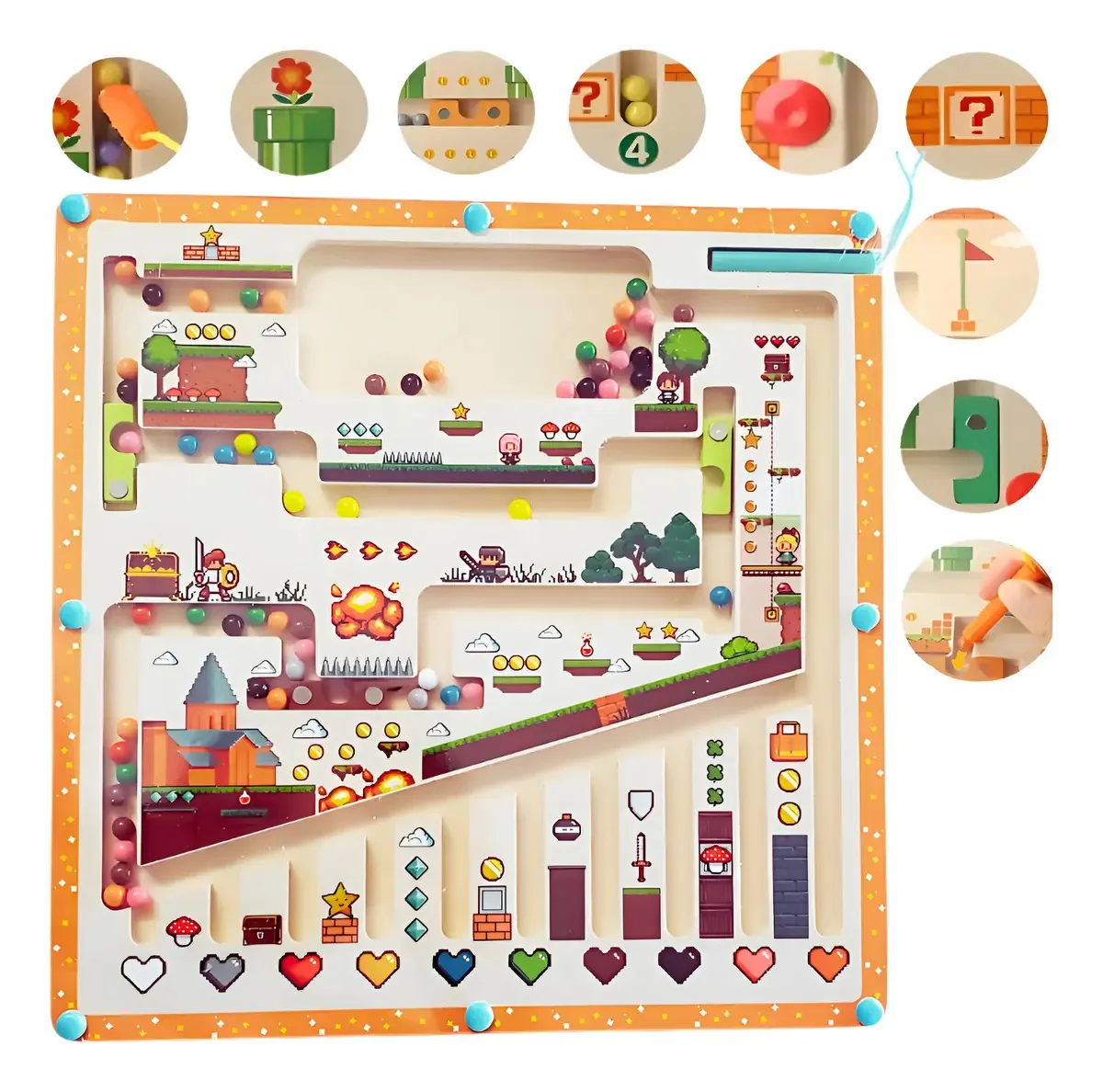Montessori Labirinto Brinquedo Madeira Magnético P/ Crianças Cor Opção2