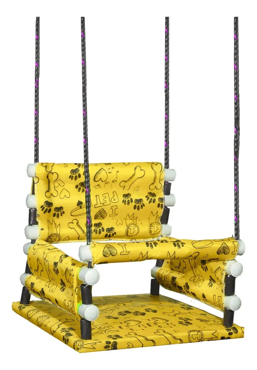 Balanço Cadeirinha Infantil Criança De Madeira Cores Cor Amarelo