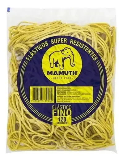 Elástico Mamuth Amarelo Fino Nº 18 8cm 2mm 120 Unidades