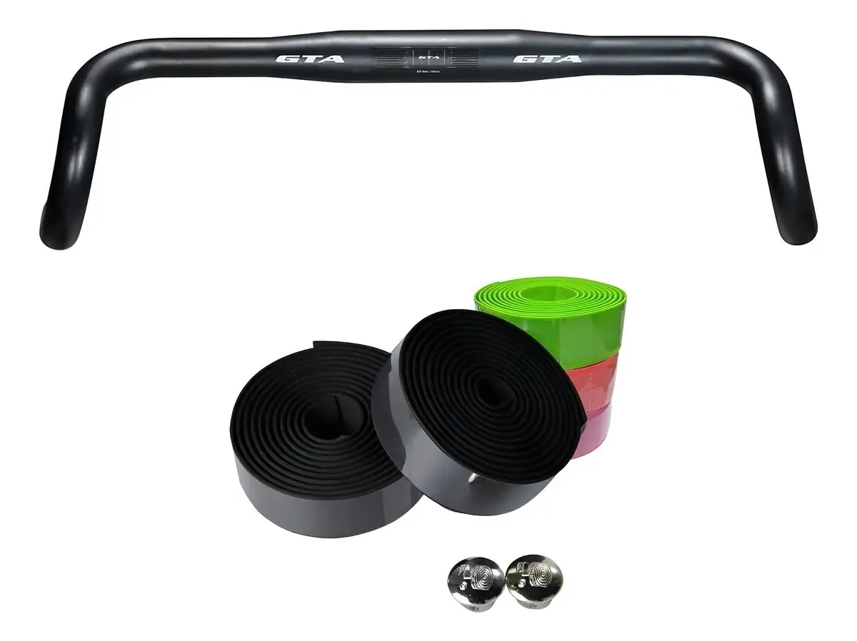 Guidão Gravel Speed Offroad 15º Bike 31.8 + Fita Preta Color Cor Rosa | Guidao 440mm