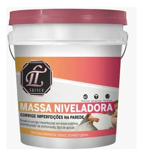 Massa Nivela Pronta Para Reboco Lt Shiner 25kg Branco