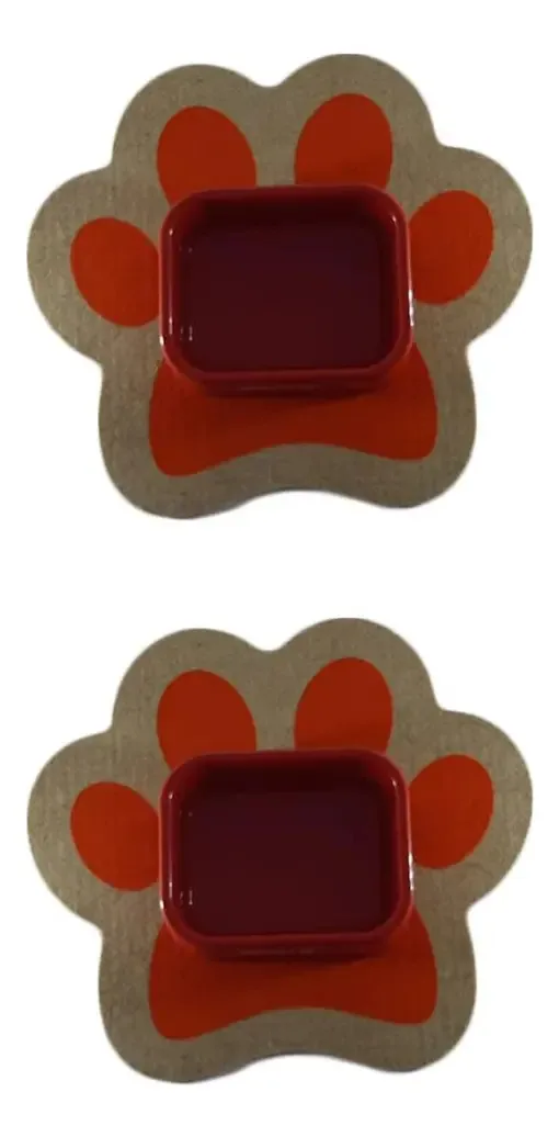 Dois Tapete Americano + 2 Comedouros M - Vermelho - Laranja