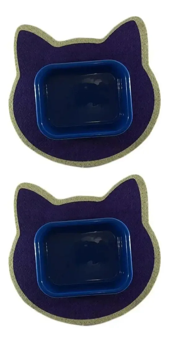 Dois Tapete Americanos + 2 Comedouros M - Azul - Roxo