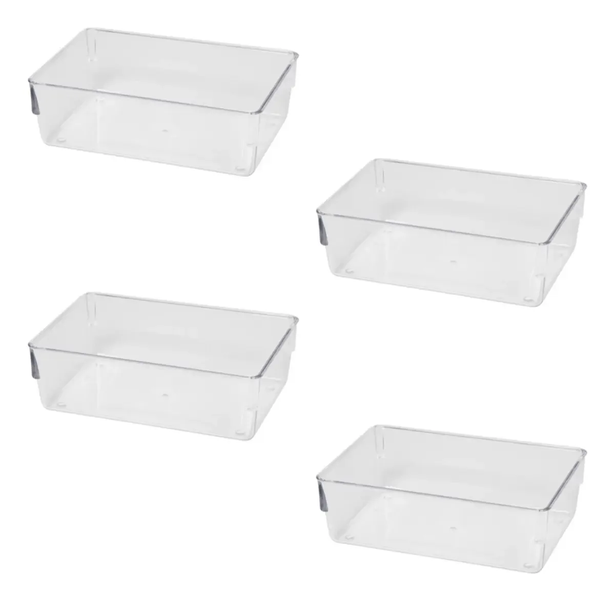 4 Organizadores De Geladeira Prático Transparente 30x15x8cm