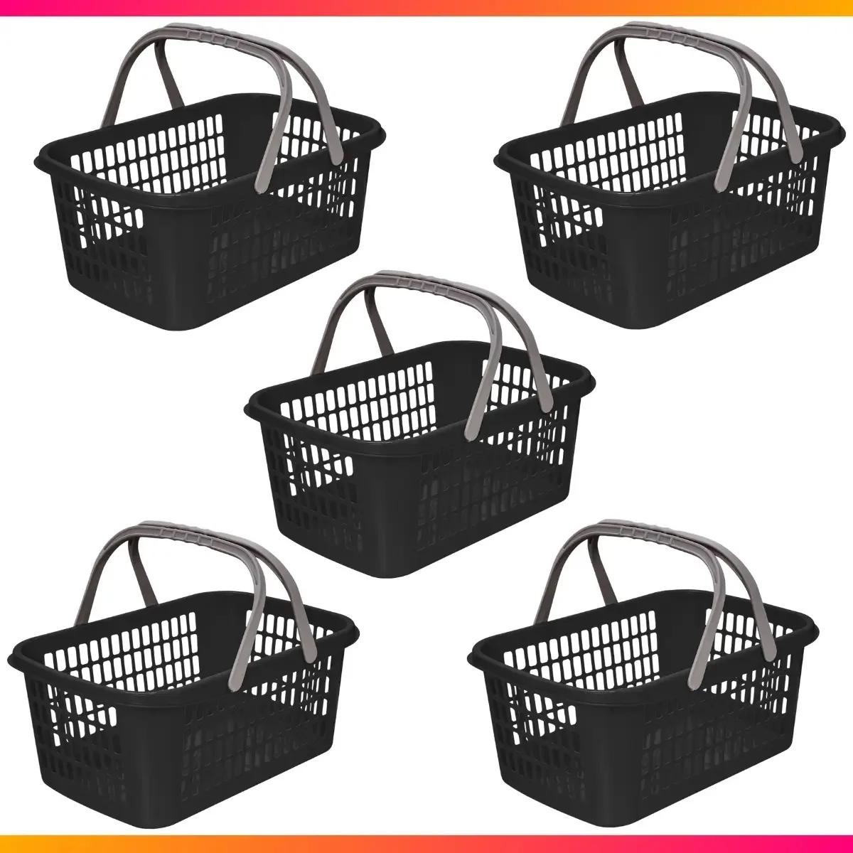 Kit 5 Cesta Cestinha Plastica Super Cor Preto