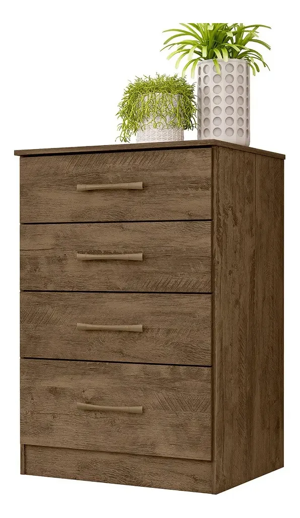 Cômoda Ms913 Organizadora Roupa Para Quarto 4 Gavetas Cor Castanho