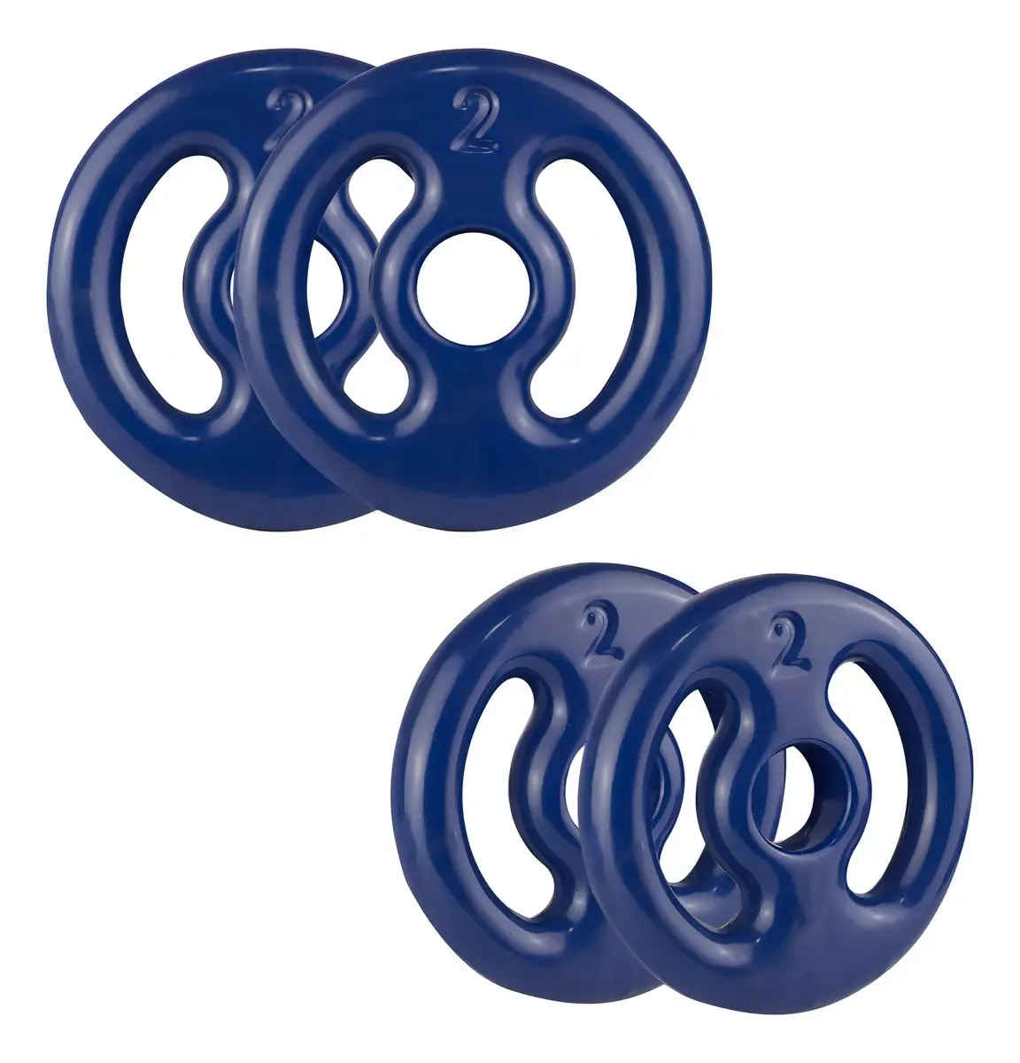 Kit 4 Anilhas Azul Treino E Musculação 2kg Emborrachada