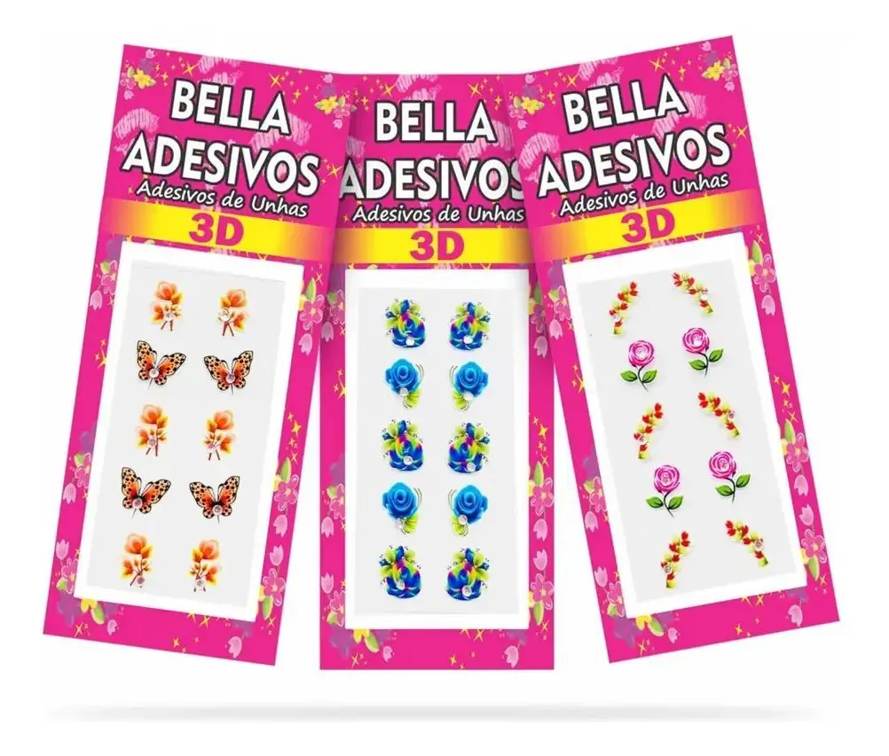2x 100 Adesivos De Unha 3d Com Joias Bella Adesivos, 10carte