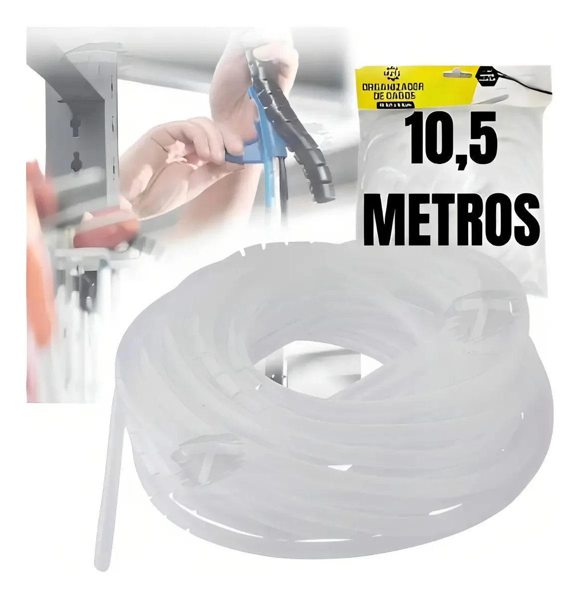 Organizador Fio Cabo Espiral Informática Tv Computador Cor Branco