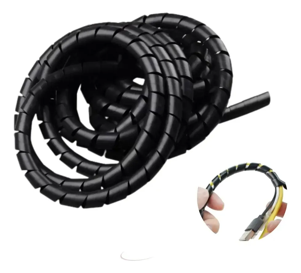 Organizador Fio Cabo Espiral Informática Tv Computador Cor Preto