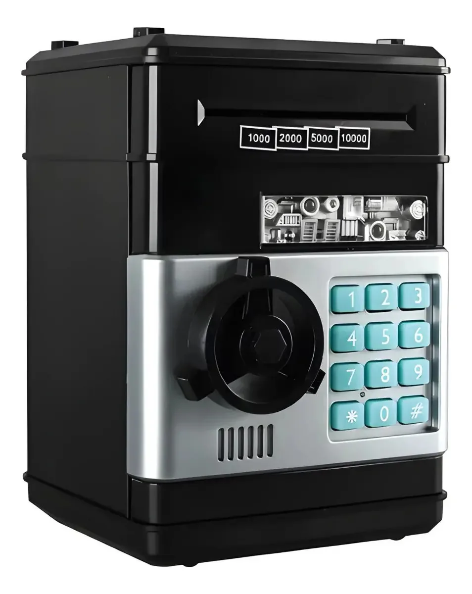 Cofrinho Eletrônico De Moedas E Notas Senha Som E Luz -preto