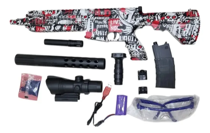Arminha Gel Completa Recarregável Acompanha Oculos E Munição Cor Vermelho