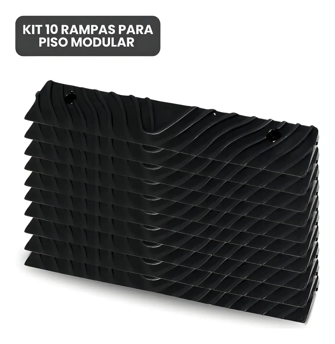 Kit 10 Rampas Piso Modular 33x33 Plazaplas Automotivo Cor Preto