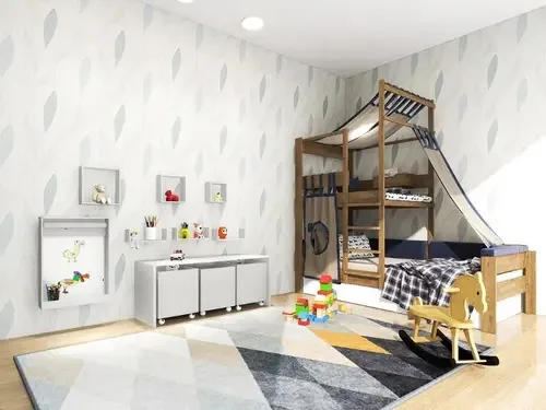 Combo 3 Baú Com Mesa Para Quarto Infantil, Crianças