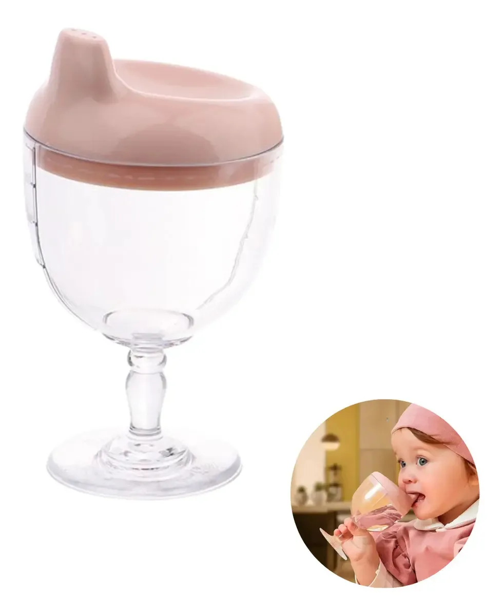 Copo De Leite Infantil De 150ml Bebês Crianças Antivazamento Cor Rosa