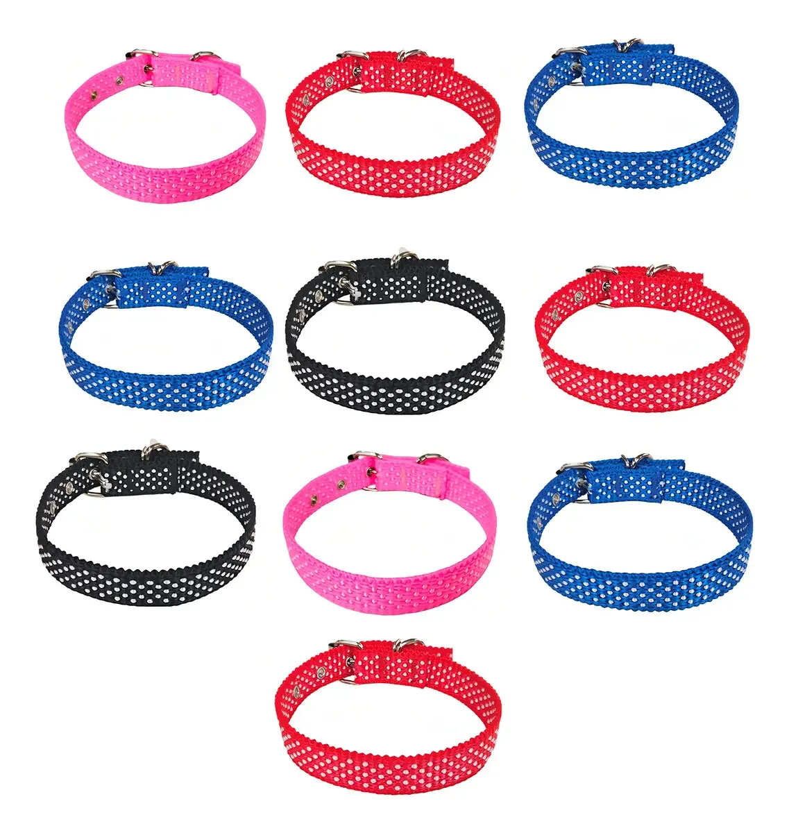 Kit 10 Coleiras Cachorro Petshop Atacado Gatos Cães Cor Mix De Cores Tamanho Da Coleira Tam-m(33cm)