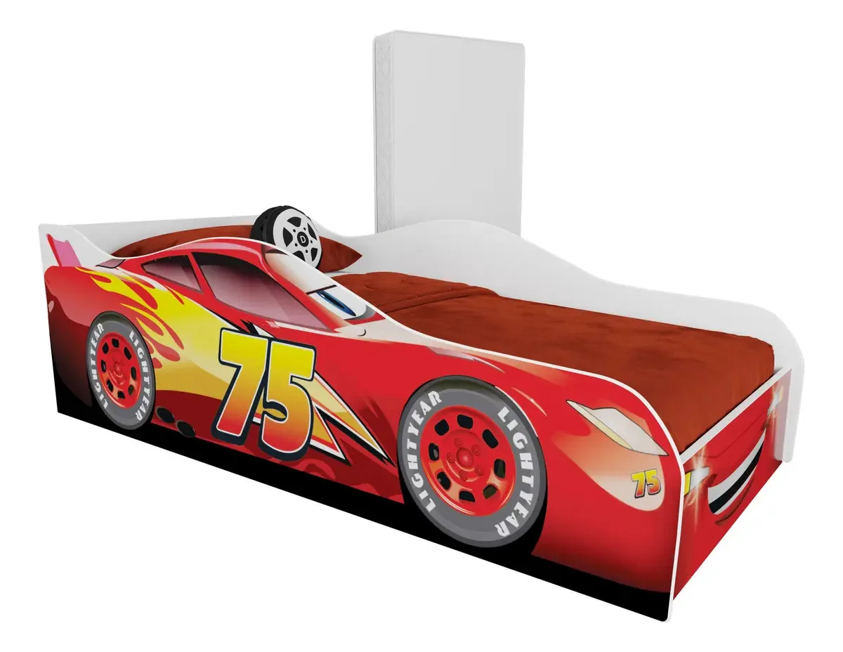 Cama Berço Carro Infantil Com Colchão Menino Mcqueen Herois Para Criança Quarto Do Bebê Vermelho