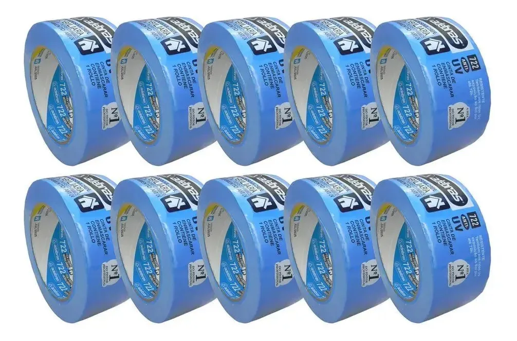Kit 10 Fitas Crepe Azul 48mm Anti Uv Adelbras