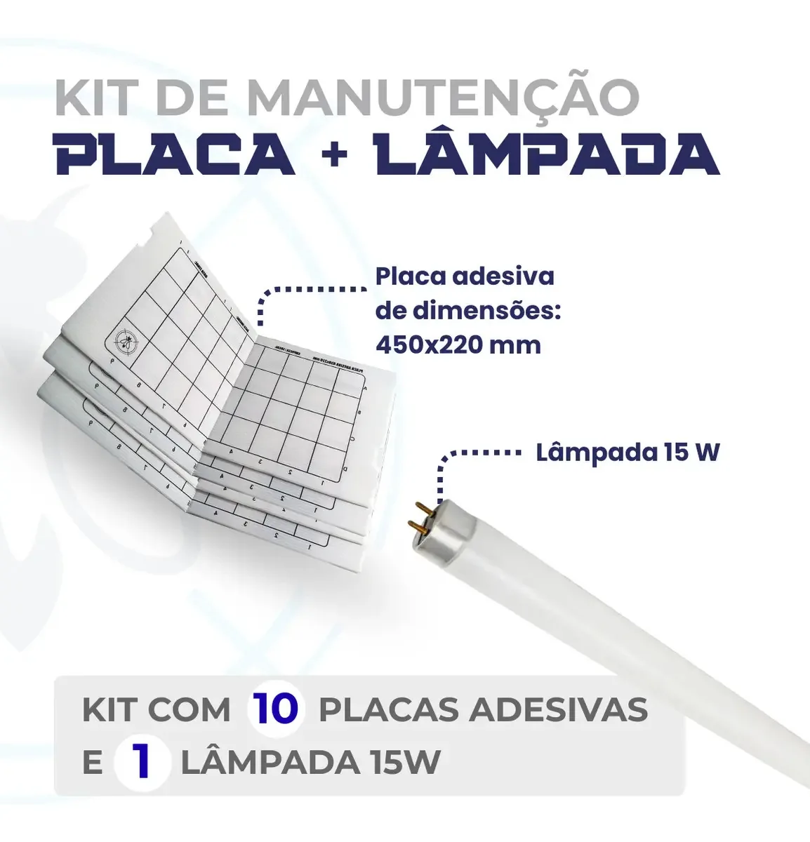 Kit 10 Placas Adesivas + 1 Lâmpada Armadilha Moscas Insetos