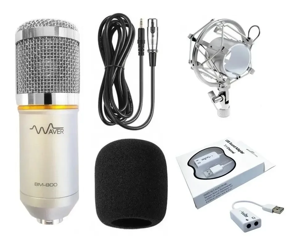 Microfone Bm800 Profissional Streaming Podcast Youtube Waver Cor Cinza