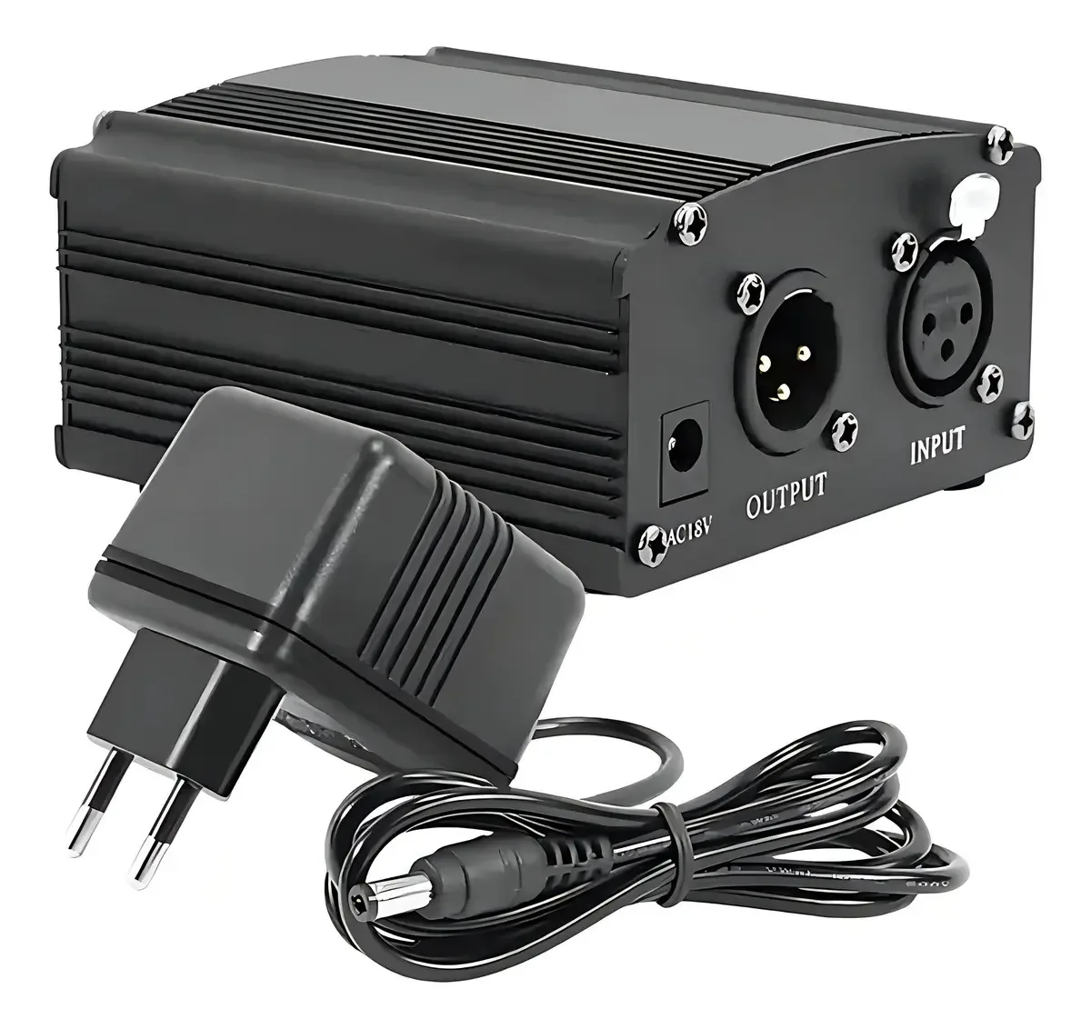 Phantom Power 220v Fonte 48volts Cabo Xlr P/ Microfone Waver