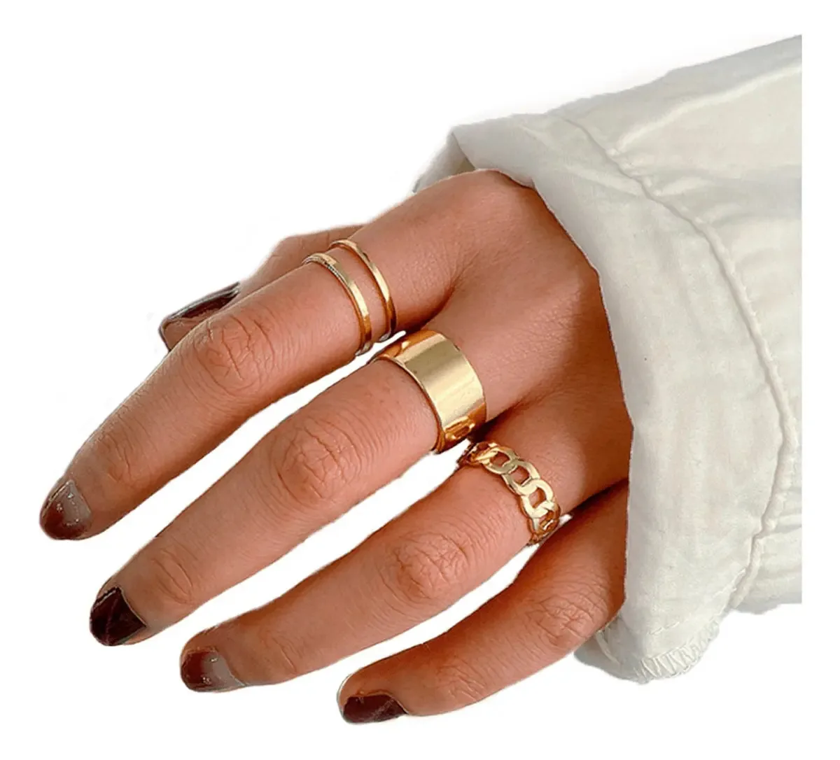 Conjunto de Anéis Feminino Minimalista Dourado Bellazze, para Adultos