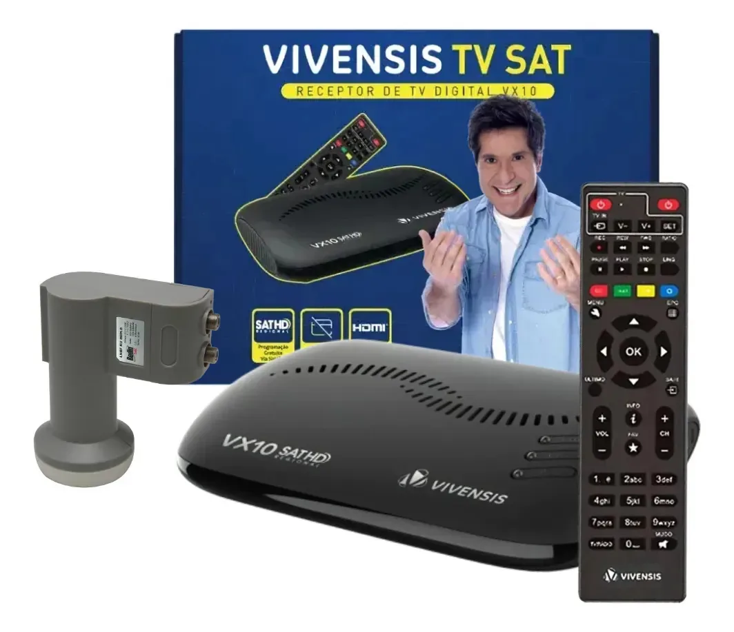 Kit Receptor De Tv Vivensis Vx10 Sat Hd + Lnbf Duplo
